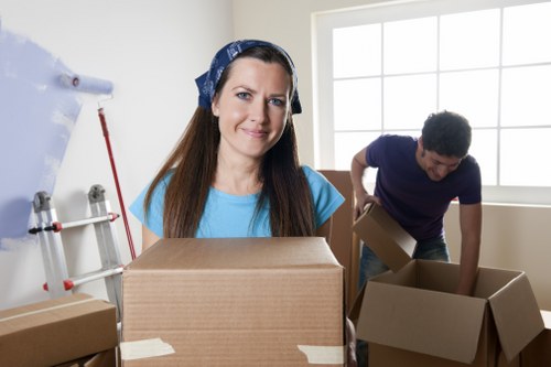 Loading furniture and boxes into a moving truck for a Camden move