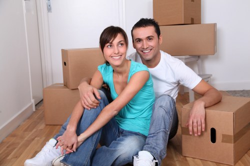 Packed boxes and household items prepared for a local home relocation in Camden
